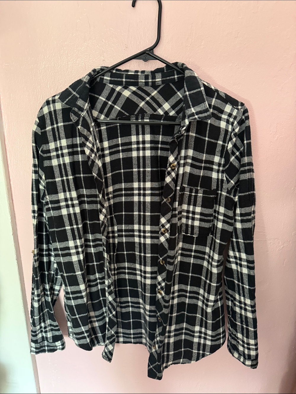 Black & White Plaid Button-Up Women's Shirt